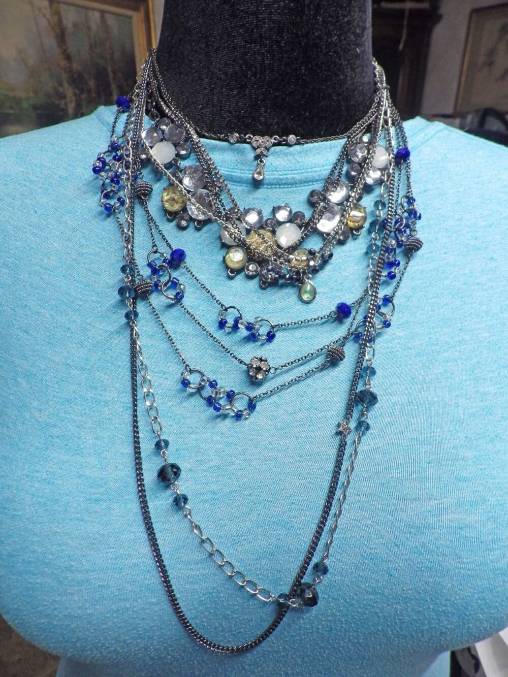 Lot of Gunmetal Necklaces, LOFT - 1928 720G2